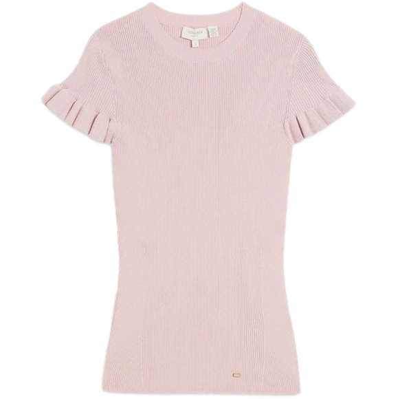 Ted Baker London Tops - NWT Ted Baker London Ribbed Frill Sleeve Sweater - Sz XS - pale pink - 2023
